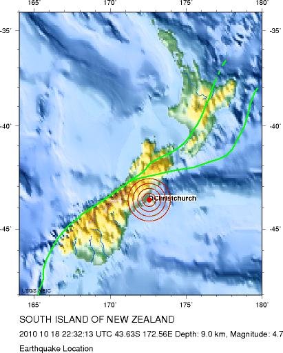 新西兰19日再发生5级强烈地震